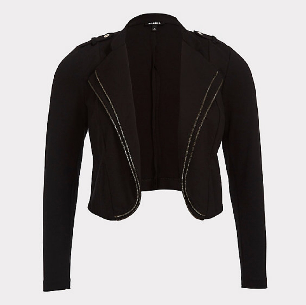 Torrid Double Zipper Ponte Blazer